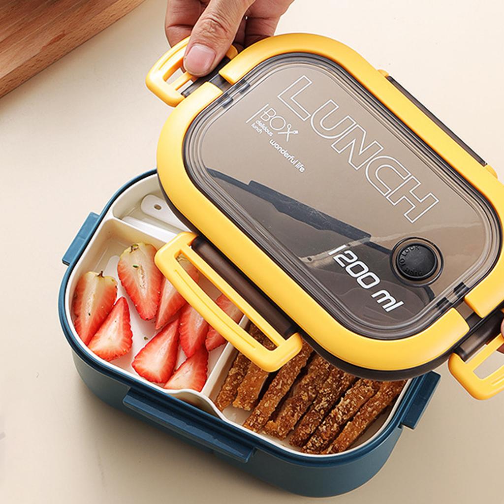 1200 мл Bento Lunch Box Двухслойная изоляция Lunch Box Контейнер с вилкой ложкой для студентов