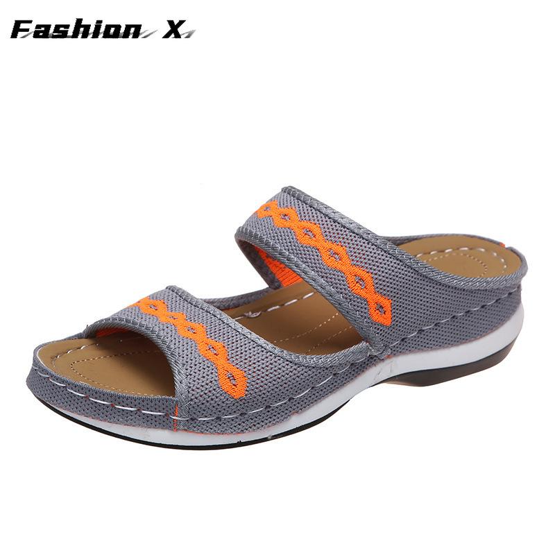 Women Sandals Breathable Mesh Summer Shoes For Women Low Heels Sandalias Beach Slippers Sandals