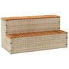 VidaXL Step Hot Tub Beige 100x50x50.5 Cm Polyrattan Solid Acacia, Spa Bathtub Step, 2-step Ladder, 4103946