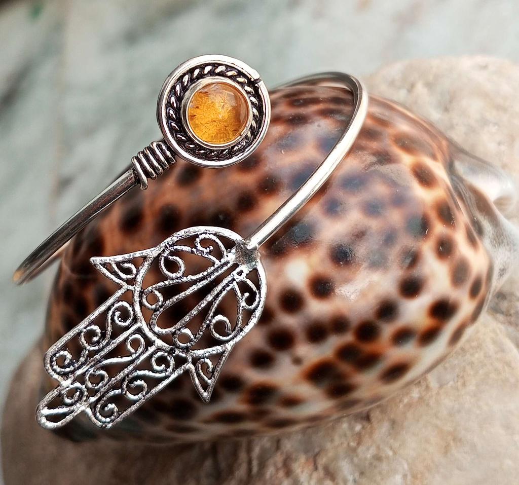 Baltic Amber Gemstone 925 Sterling Silver Plated Designer Cuff Bangle Jewelry NST-J2H18021