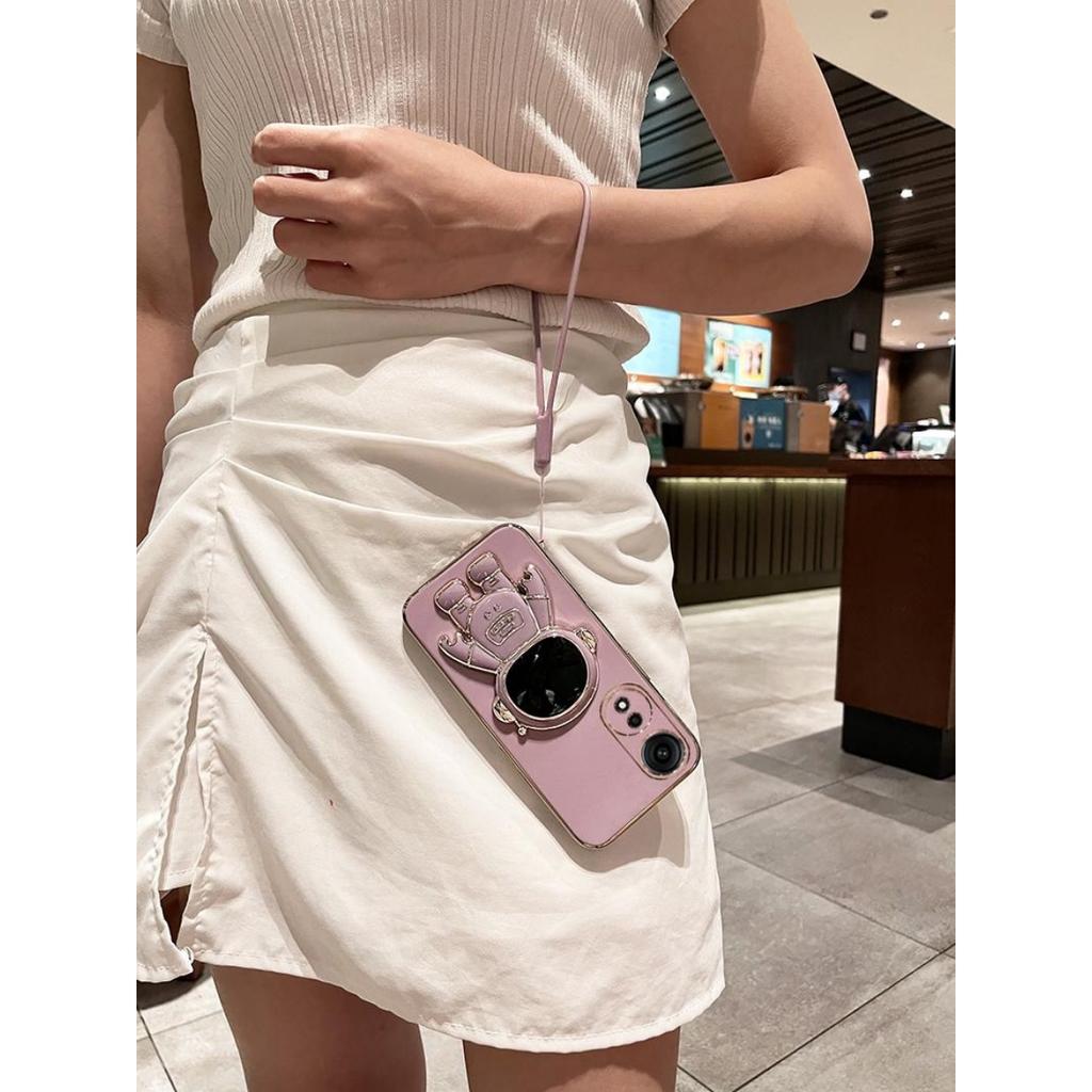 Astronaut Folding Holder Plating Case for OPPO Reno Find X6 A51 7 8 9 K9 Pro ACE F17 R17 A97 A93 A74 5G Case Foldable Stand