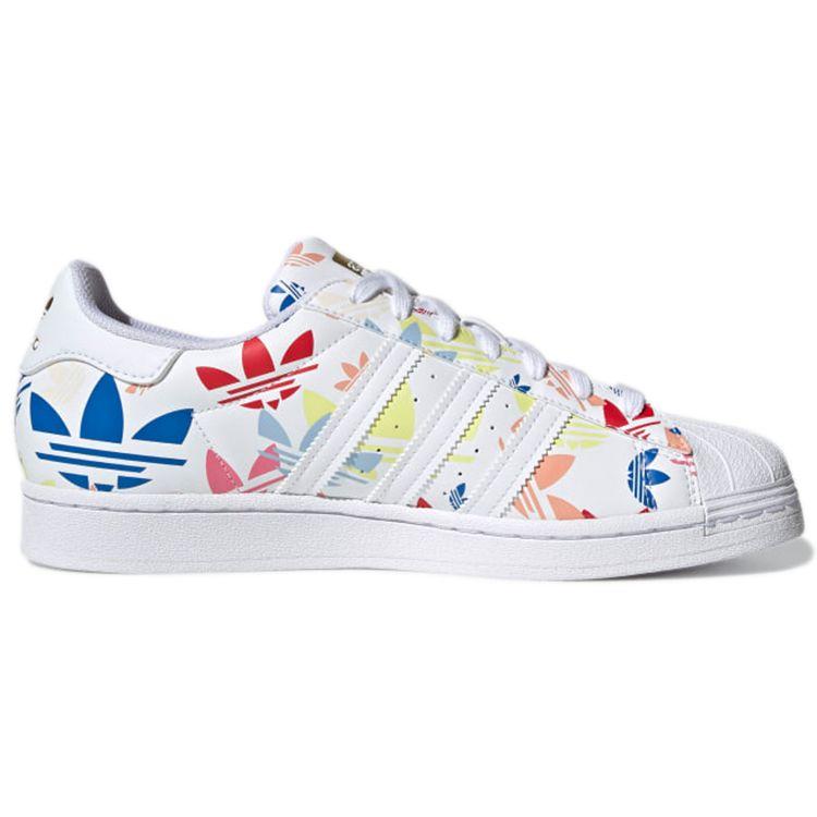 Adidas Superstar Allover Trefoil - Белые мульти-унисекс кроссовки Cloud-White Gold-Metallic H00183