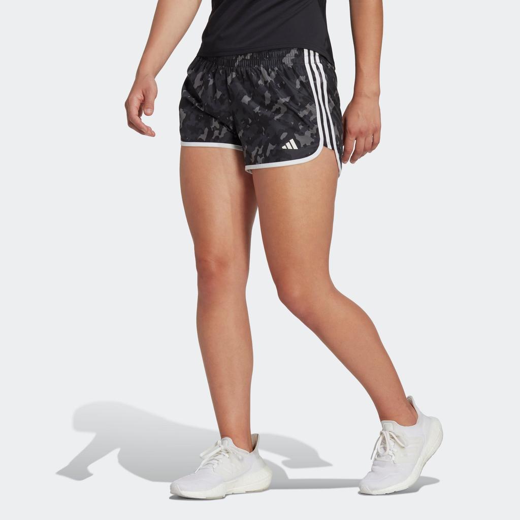 Adidas Logo Print Camouflage Stripe Mid-Waist Sports Shorts Women Bottoms Carbon-Black HM4249