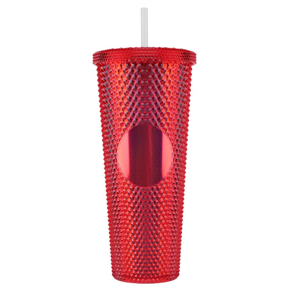 710ml Plastic Straw Cup Drinking Cup Double-Walled Water Tumbler with Lid Bubble Tea Cup Large Capacity for Home & Outdoor