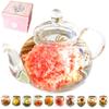 RIMTAE Gift Set Blooming Tea, Carnation Tea, 10 Artisan Teas, Teapot, Elegant Gift Set, Tea & Teaware