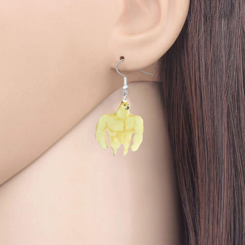  Серьги-подвески в виде забавного хомяка, серьги-подвески в виде коровьей мускулатуры, акриловые серьги в виде животных для повседневной носки