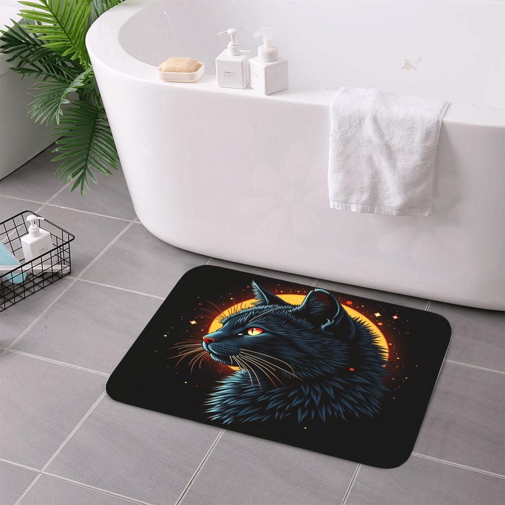 1PC Mystical Blue Cat Pattern Kitchen Rug Non-Slip Door Mat Pop design Bathroom Rug Bath Mat Carpet for Home Sink Laundry Decor