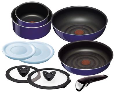 Tefal Кастрюля и сковорода, набор из 9 предметов со съемной ручкой и крышкой Ingenio Neo Sapphire, набор из 9 предметов, только для газа L46693 Огонь/Обогреватель [не совместим с IH]