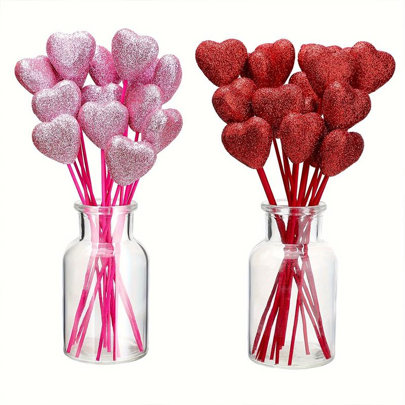 5/10pcs Glitter Picks Stick Table Decorations Supplies Heart Artificial Plants Wedding Flower Bouquet