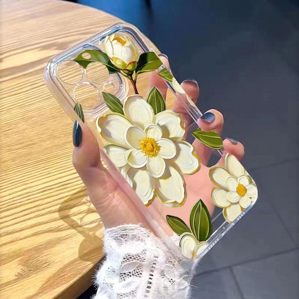 Белая Камелия с Бутоном прозрачный чехол для телефона для IPhone 14 15 16 13 12 11 17 Pro Max 12 13 Mini Мягкий чехол