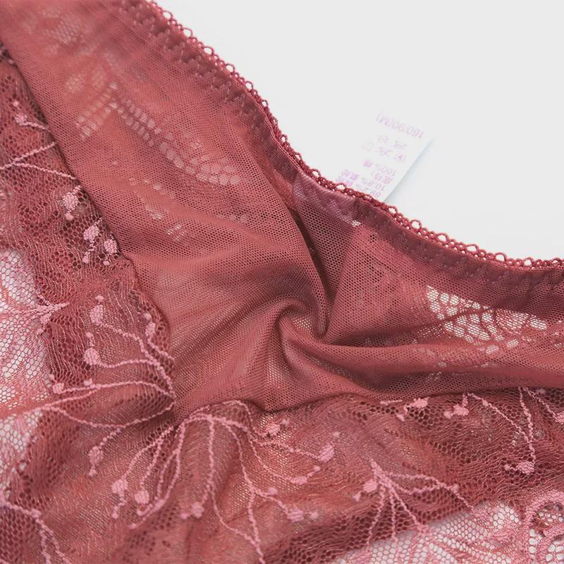 Red Lace Mid-Waist Sexy Panties for Women, Plus Size, Seamless Design