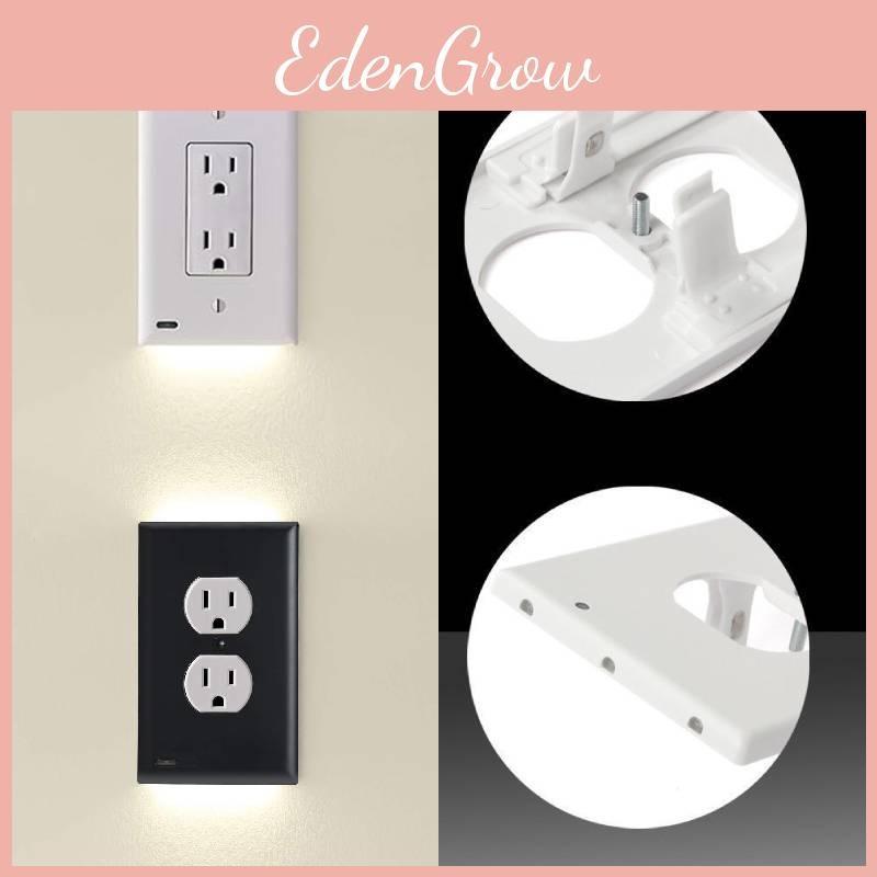 Cover Outlet Wall Socket Plate Double Led Night Light Sensor Plug Coverplate