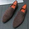 Ретро Новая Мода Замшевые Лоферы Мужские Острый Носок Черные Коричневые Повседневные Туфли Свадебное Платье Выпускной Вечер Обувь Zapatos Hombre
