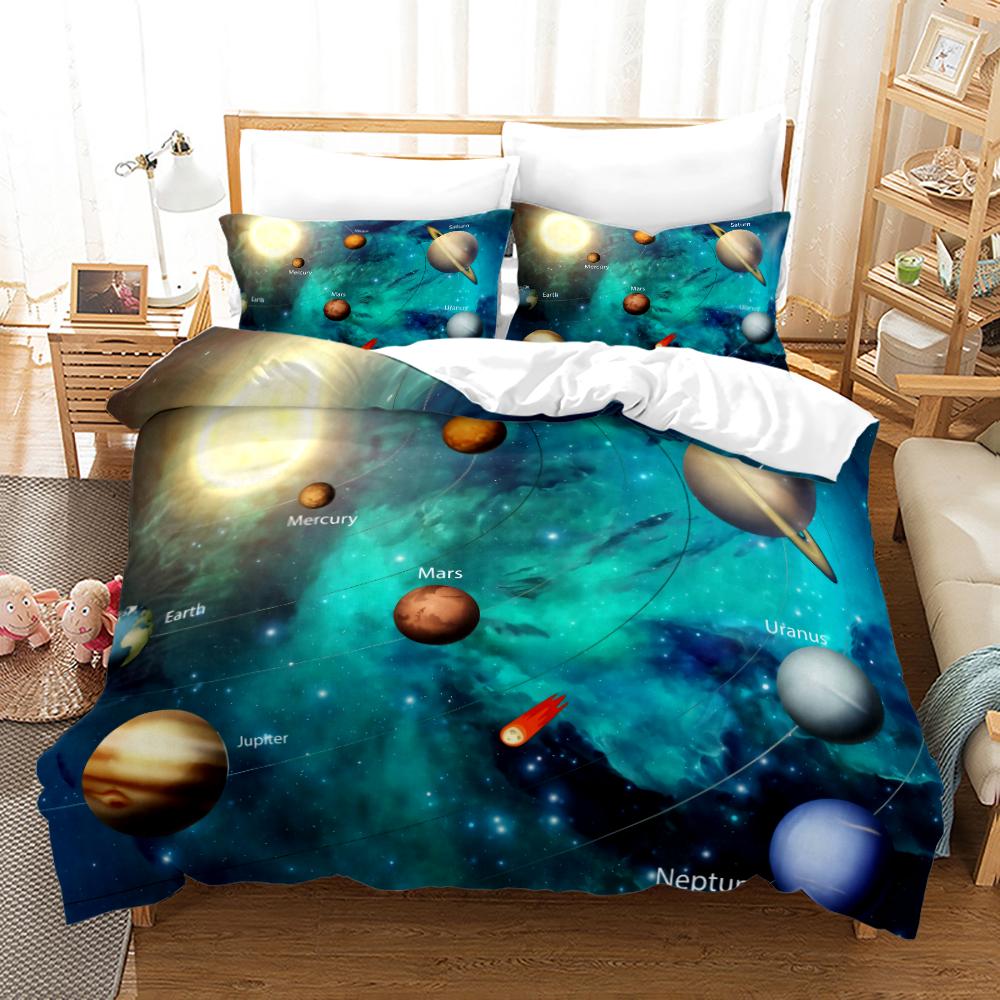 Planet Bedding Earth Duvet Cover Set 3D Digital Printing Bed Linen Fashion Polyester Comforter Cover Bedding Sets King Full Size
