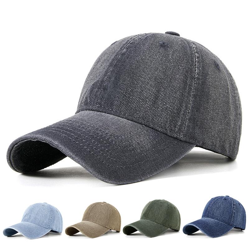 Cotton Trendy Retro Design Denim Baseball Cap Men's and Women's Fashion Luxury Outdoor Golf Sports Travel Cycling Soft Top Hat
