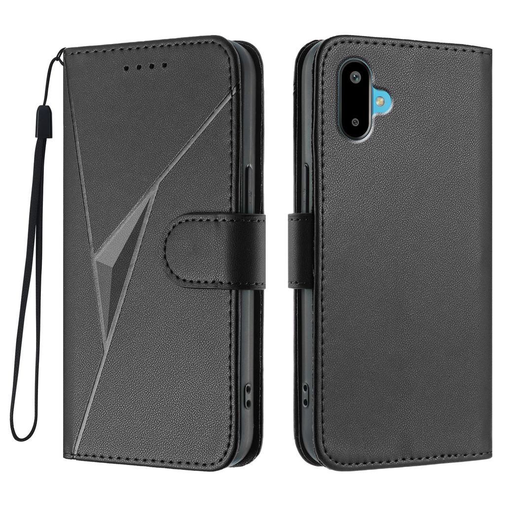 For Samsung Galaxy M16 5G/Galaxy F16 5G Case Triangle Imprint Leather Phone Cover with Lanyard