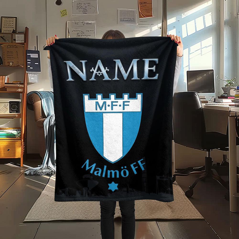 Custom Name,Malmo Printed Flannel Blanket, soft throw for bedroom sofa, washable, Christmas present, great gift.