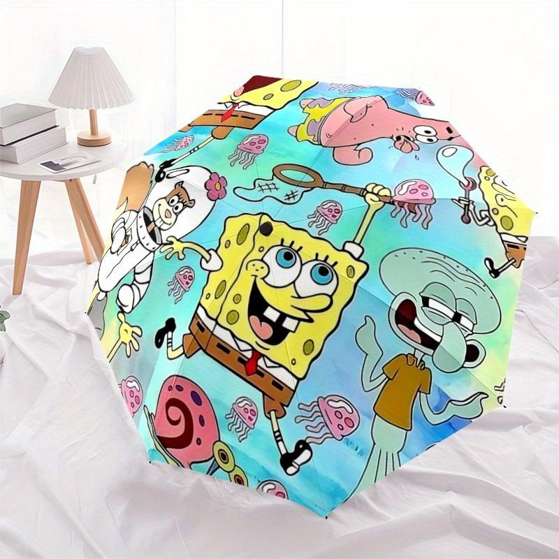 1pc SpongeBob SquarePants Adventure Pattern Automatic Umbrella is Fashionable and Good-Looking, Suitable for Travel and Daily UseZ089
