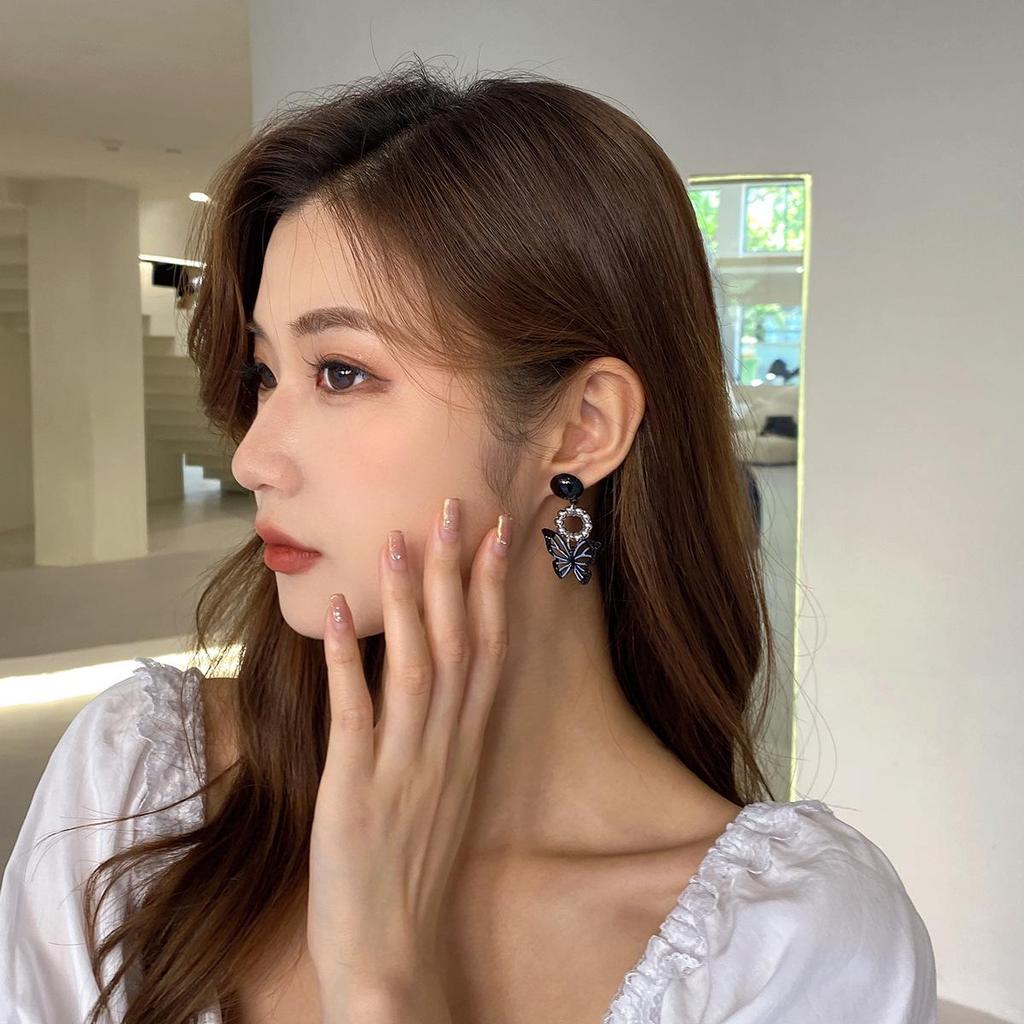 Серьги-бабочки из серебряной иглы S925 черного и синего цвета - Tianku Girl 2021 года в корейском модном стиле