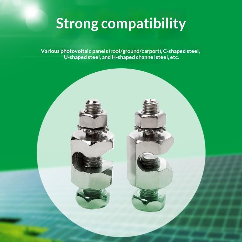 External Hex Copper Grounding Cable Clip Clamp 1/2Pcs Cost Effective for DIY Solar PV Module Installation Projects