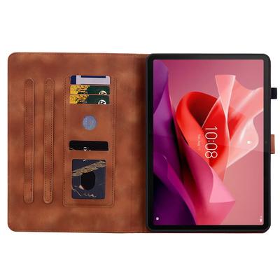 Для Lenovo Tab P12 Чехол Кожаный чехол для планшета с цветами лилии, отделениями для карт, подставкой