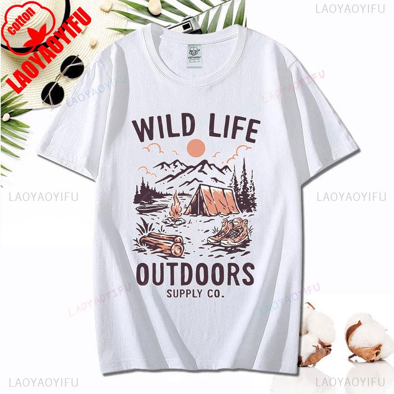 Love Camping I Hate People Vintage Funny TShirt Unisex Tees Camping Hiking Short Sleeve Tops Camper Gift Cotton ONeck TShirt
