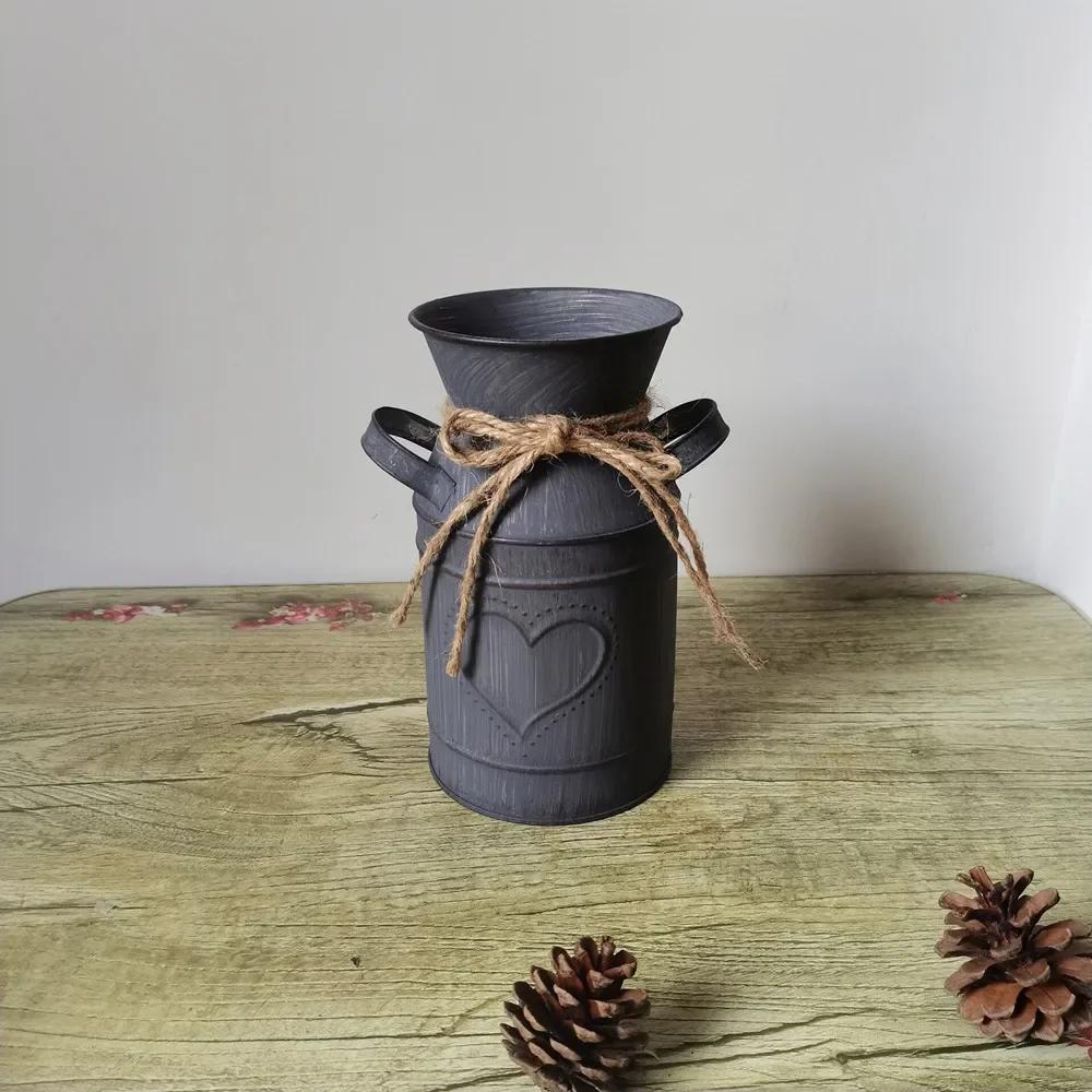 Trendy Design Flower Vase Rustic Farmhouse Vase Metal Galvanized Milk Can Tin French Country Vase Bucket for Home Decor