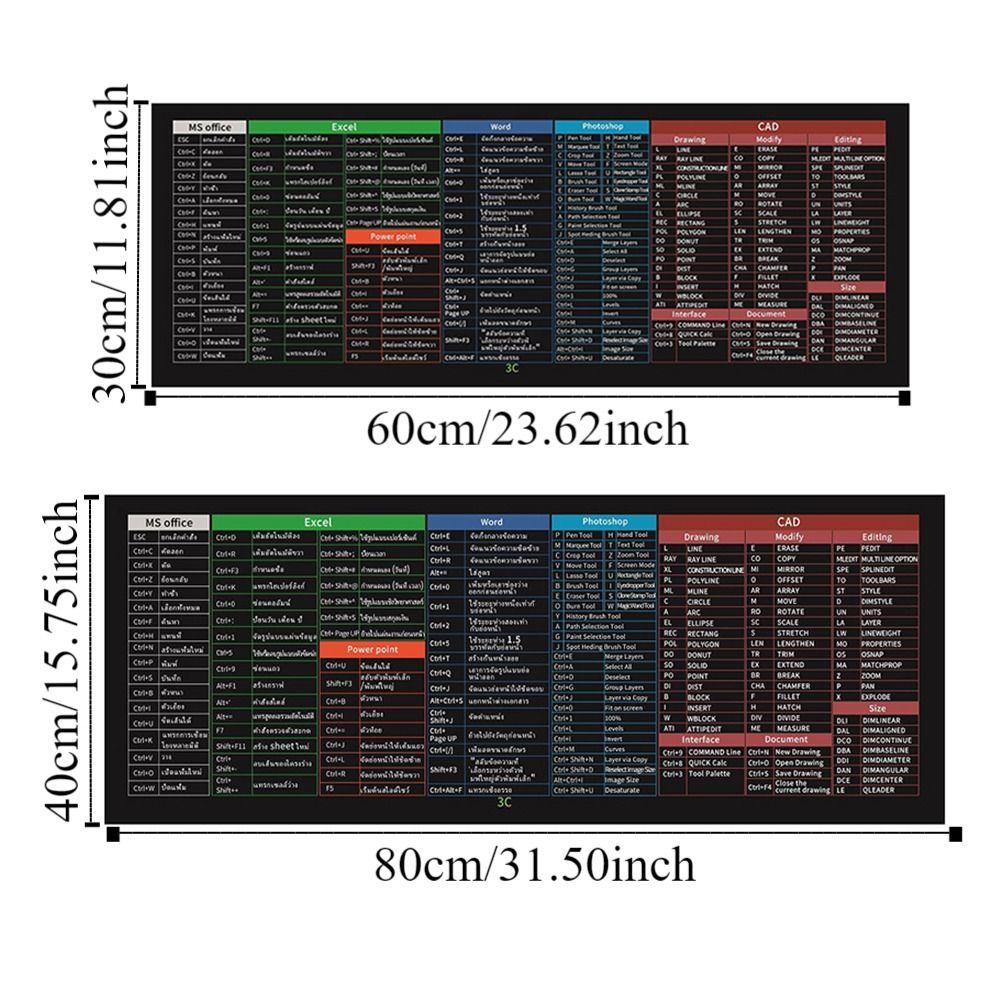 Коврик для мыши большого размера с горячими клавишами EXCO Офисный нескользящий настольный коврик Коврики для клавиатуры Аксессуары для ПК