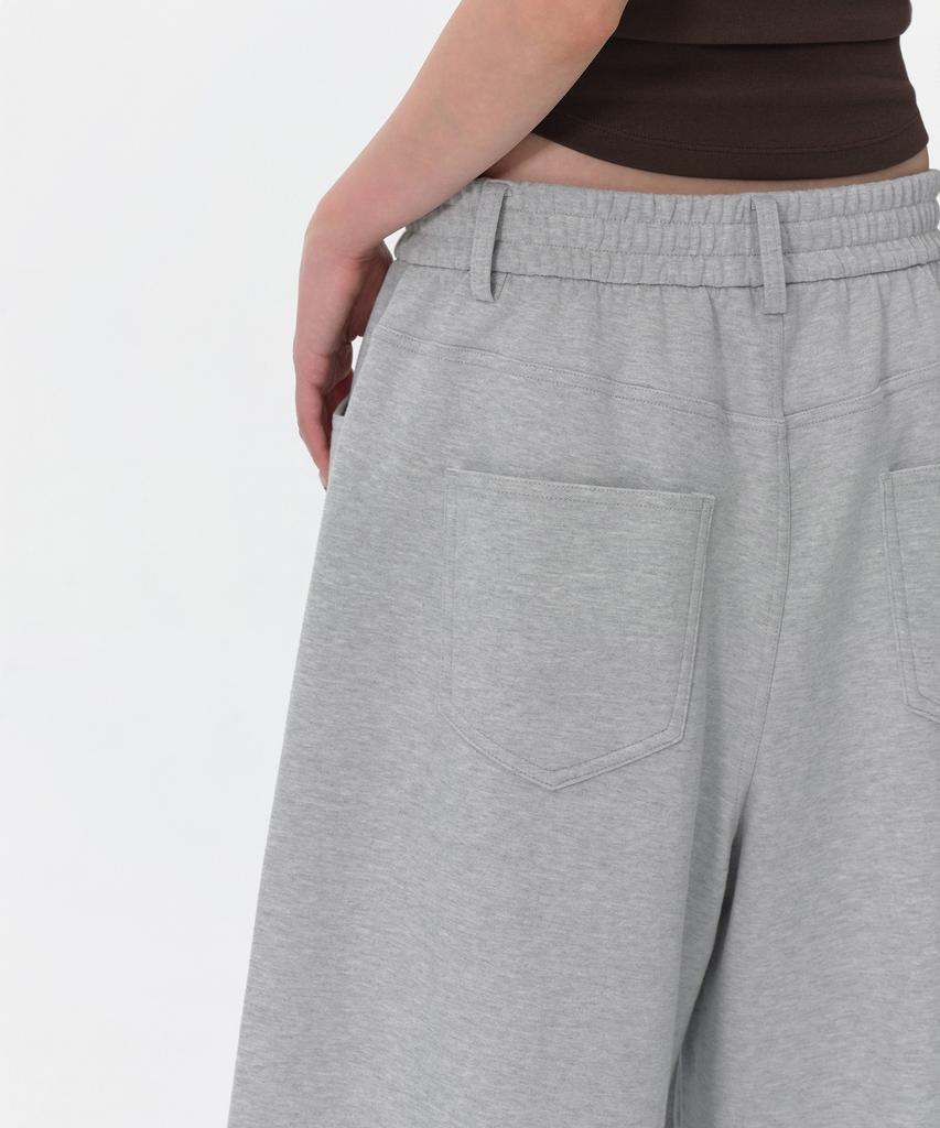 MUSINSA STANDARD WOMAN Женские бермуды-свитшоты из двойного трикотажа с джинсовыми деталями [Средне-серый]