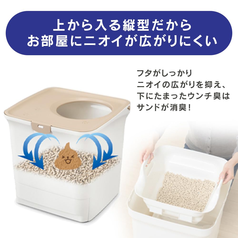 IRIS OHYAMA LaClean System Туалет Стартовый набор Верхний дезодорирующий лист Песочный открытый кошачий туалет Система кошачьего туалета Туалет + Белый/бежевый RSTU-43