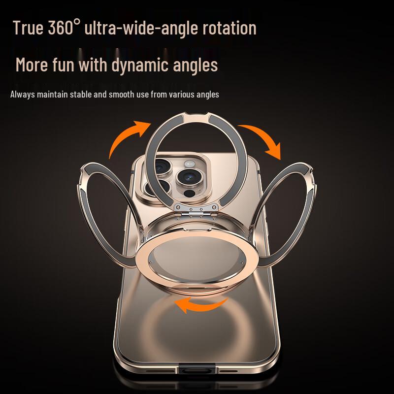 IM-CHEN MagSafe Alloy Frame Rotating Stand iPhone Case