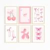 Trendy Watercolor Pink Bows Balloon Puppy Preppy Posters and Prints Canvas Printing Wall Art Picture for Girls Room Home Decor