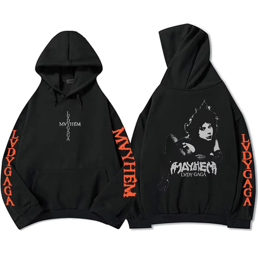 Толстовки с капюшоном Леди Гага Альбом Mayhem Графические Худи Хип-Хоп Унисекс Уличная одежда С длинным рукавом Свободные Большого размера Y2k Мужские Свитшоты Худи с принтом