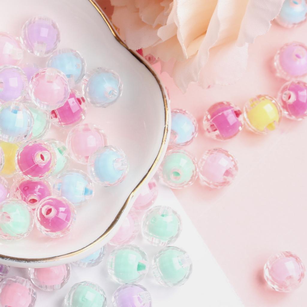 High Quality Necklace Bracelet Loose Beads 150/100Pcs Sandwich Transparent Creative 8/10mm Round Pendant Faceted DIY Jewelry Making Candy Color