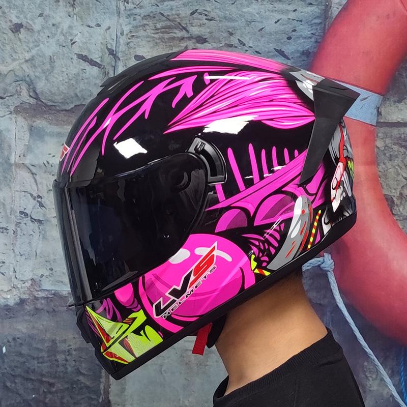 Шлем для электромобиля LVS, всесезонный универсальный для мужчин и женщин, мотоциклетный противотуманный полный шлем, серый гоночный индивидуальность, крутые и электромобили