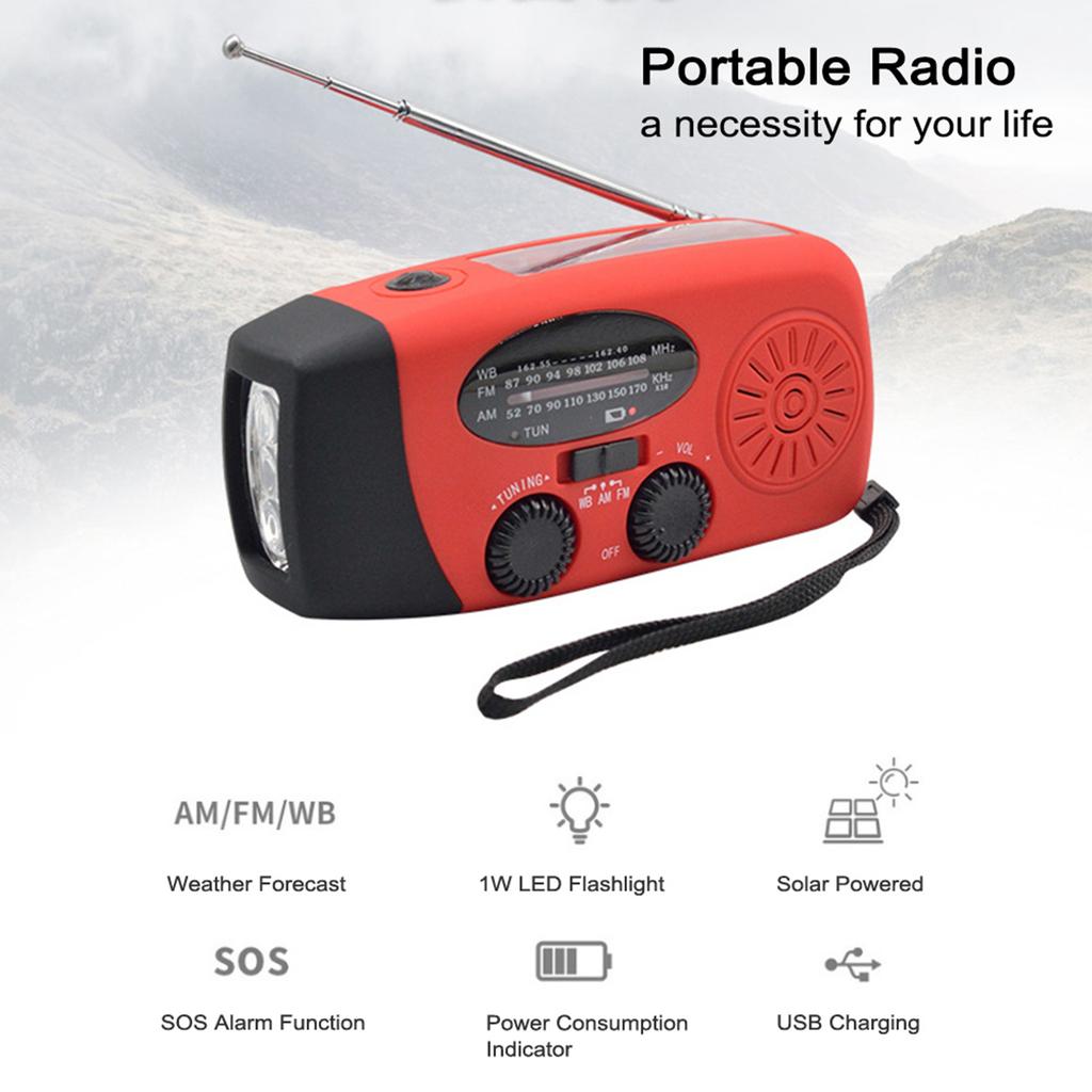 Портативное радио с AM FM, фонарик, лампа для чтения, NOAA, погодный прогноз, мобильный источник питания для чрезвычайных ситуаций, питание от солнечной энергии, ручная динамо-машина