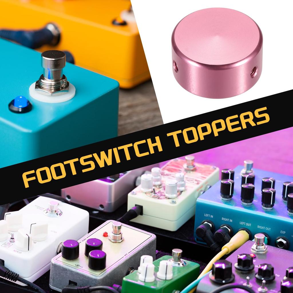 Uxcell 12pcs Foot Switch Guitar Pedal Button Metal Foot Switch Top Covers for Guitar Effect Pedal Pink Toppers, Caps, 3/8" Buttons,