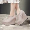 Fashion 2024 Autumn Winter New Stylish Women Ankle Boots Sexy Platform Round Toe Wedges Boots Woman Ankle Boots Plus Size Black 32-43