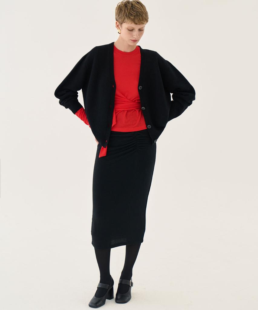 Grida J Wool Shirred Jersey Pencil Skirt _ Black