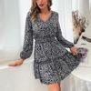 Temperament and Elegance Outer Wear Slim Cake Skirt Ruffle Long Sleeve Dresses