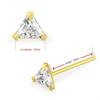 KODY PIERCING Трехугольная шпилька для носа с прямым концом из 9-каратного золота с драгоценными камнями - качественный пирсинг