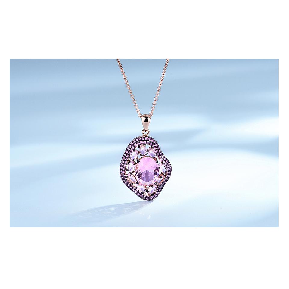 Umcho Oval Nano Pink Moganite Jewelry Sets Gemstone Pendant Necklace Rings Drop Earrings 925 Sterling Silver For Women Best Gift