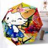 1pc Hello Kitty Automatic Opening/Closing Umbrella with Floral Print - Portable Three-Fold Design, 8-Bone Iron Frame Outdoor Umbrella for Festivals, T