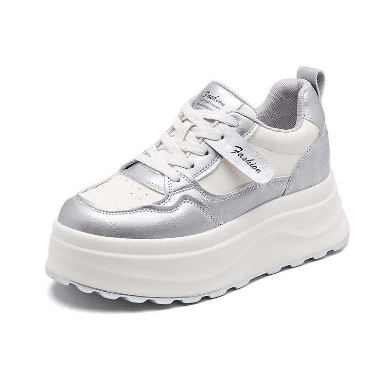 Fashion 7CM Flat Platform Women Shoes 2025 Spring/autumn Fashion Korean Style White Skateboarding Sneakers Leisure Shoes Woman