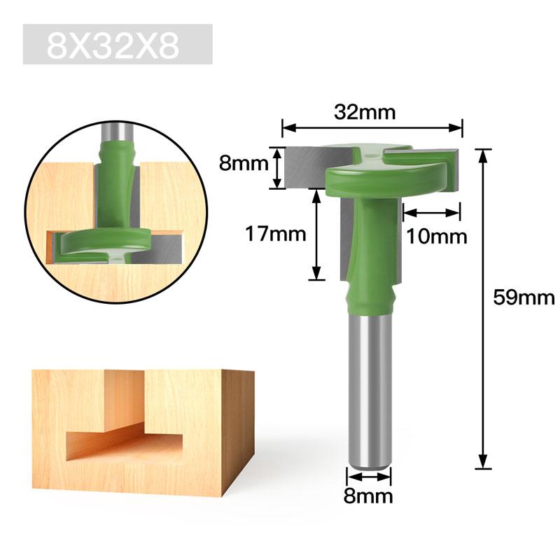 1 шт., 8 мм, хвостовик, Т-образный паз, фреза с прямым краем, долбежная фреза, резка для дерева, деревообрабатывающая ручка, инструменты