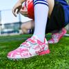 Fashion Pink Children's Cheap Football Shoes Hook and Loop Boys Girls Training Soccer Cleats Kids Soccer Shoes Futsal Sneakers