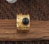 Black Onyx Gemstone Ring, Statement Ring, Spinner Ring, Yellow Gold Ring, Bohemian Ring, Handmade Jewelry, Unisex Ring, 925 Sterling Silver