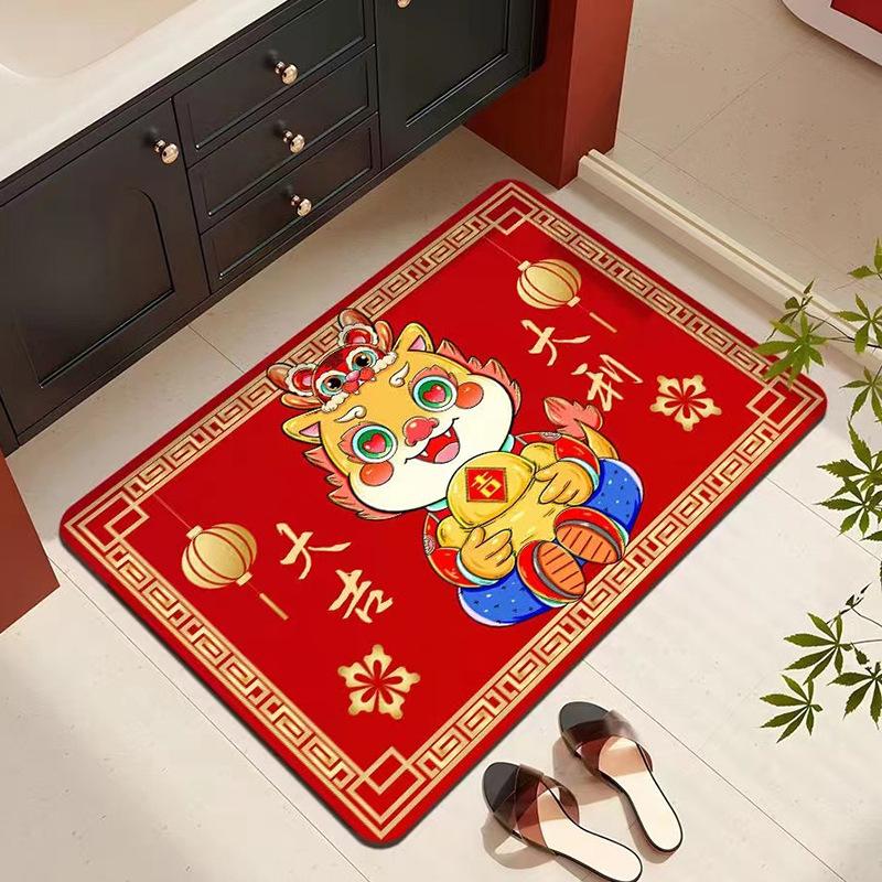 Коврик для ванной Lovely Dragon Year, впитывающий, быстросохнущий, с технологией быстрой сушки, коврик для туалета, нескользящий коврик для ног