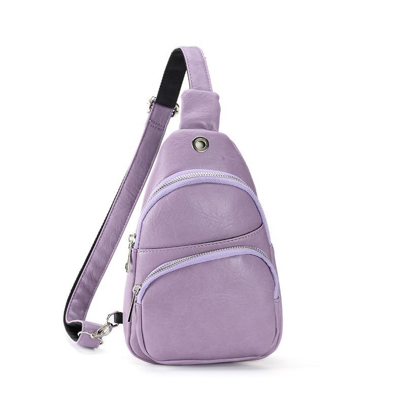 Chest Bag Female Sports Multifunctional Small Backpack Casual Simple Lightweight Retro Male Bag Slanting Shoulder Bag PU Soft Leather Mobile Phone Bag