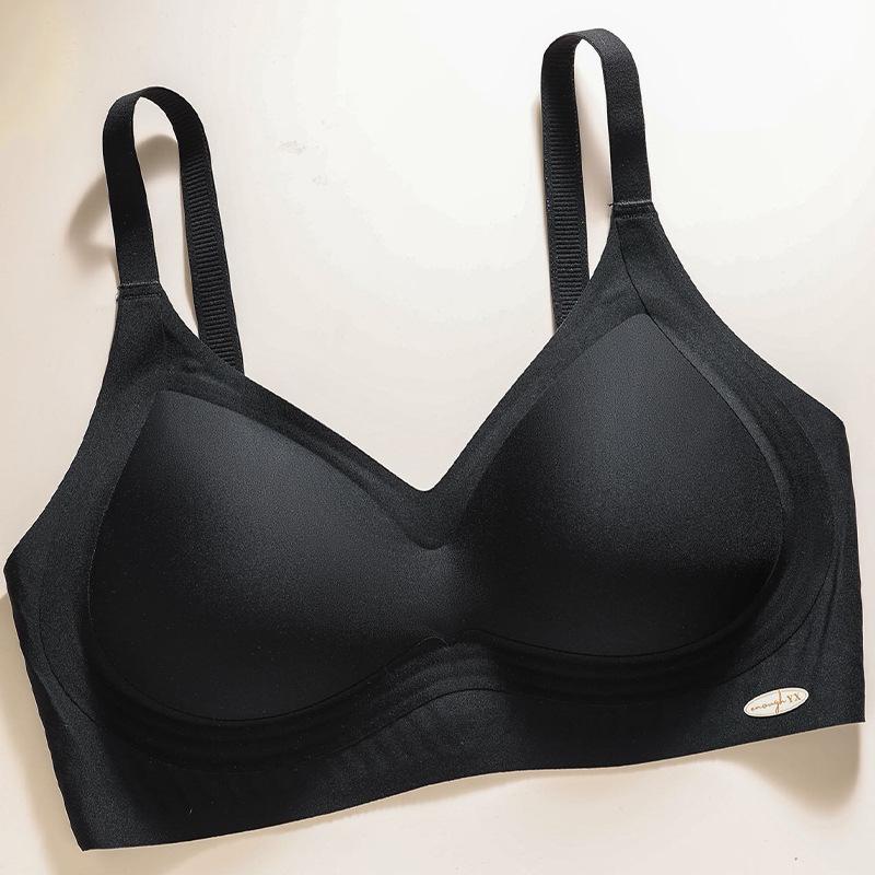 Traceless steel rim underwear women's jelly glue vest, pull and close secondary breasts, small breasts gather and show large fixed cup bra cover